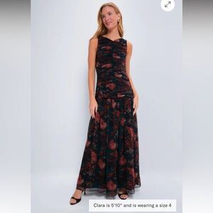 Tuckernuck Persimmon Floral Chiffon Eloise Dress - Sz 6